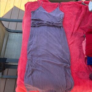 Purple Ribbed Spaghetti Strap Dress